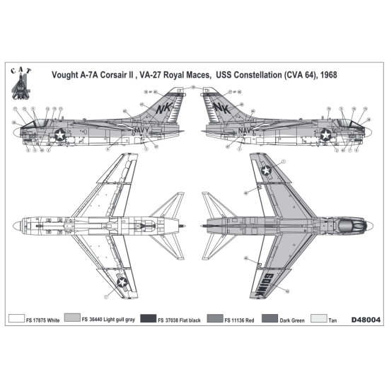 CAT4 D48004 1/48 A7A Corsair II, scale model kit, accessories for
